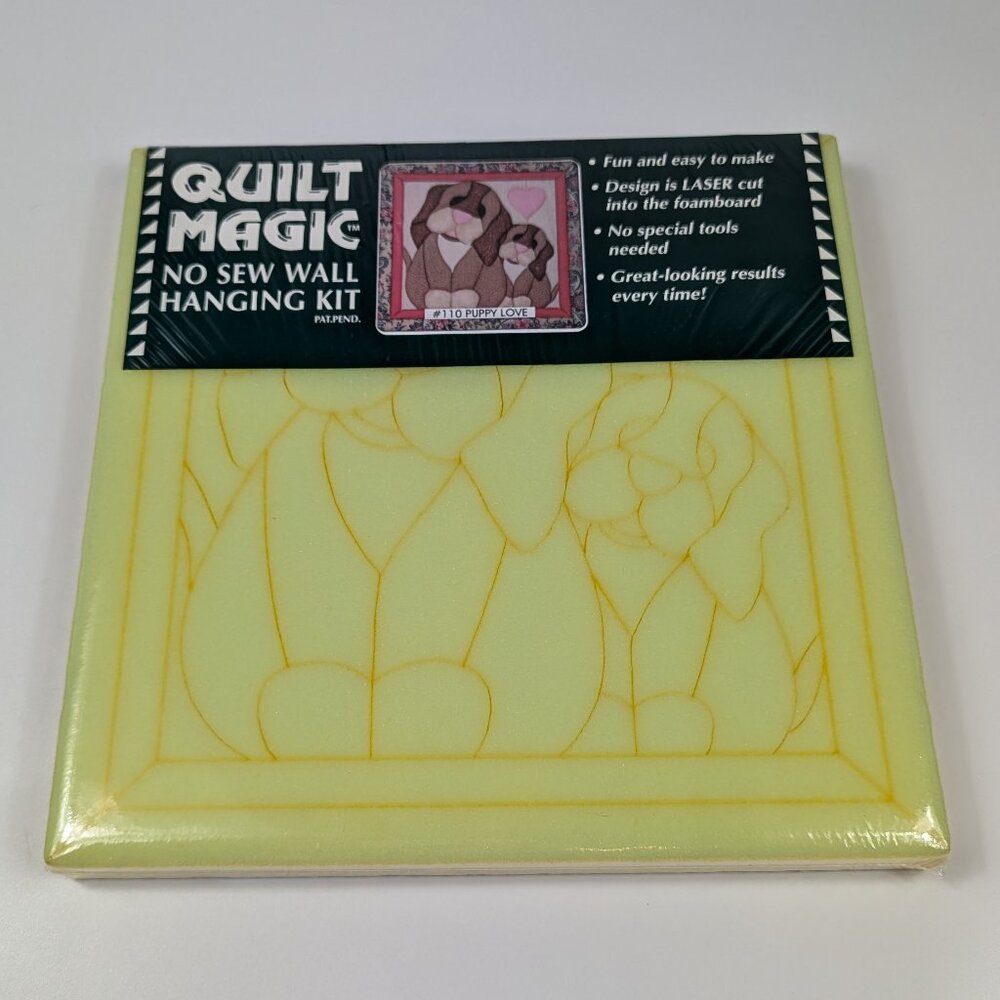 Vintage 1995 Quilt Magic No Sew Wall Hanging Kit #110 Puppy Love New Sealed